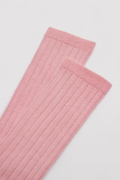 Calcetín infantil largo canalé rosa