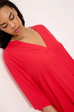 Camisa larga media manga coral