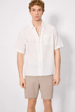Camisa manga corta abotonada algodón blanco
