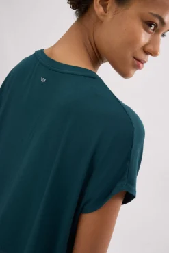 Camiseta deportiva manga corta fluida verde botella