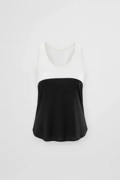 Camiseta deportiva tirantes nadadora blanca y negra