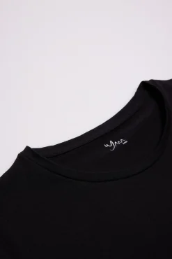 Camiseta interior manga corta algodón negro