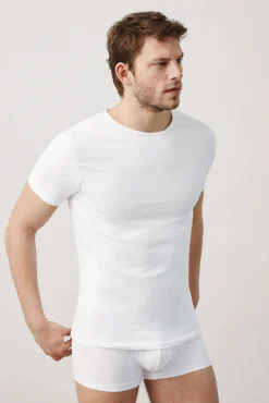 Camiseta interior manga corta algodón blanco