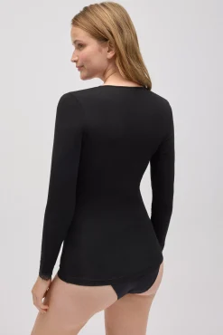 Camiseta interior manga larga bambú negro
