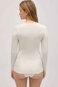 Camiseta interior manga larga bambú marfil