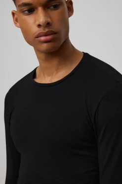 Camiseta interior manga larga algodón negro