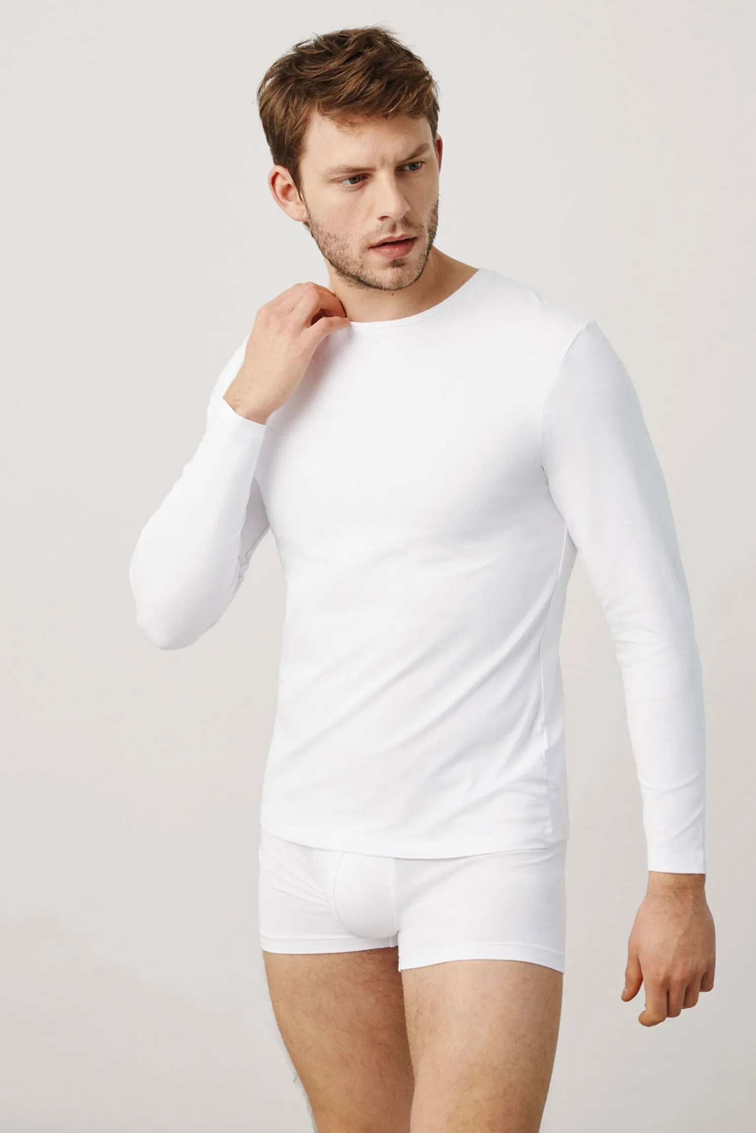 Camiseta interior manga larga algodón blanco