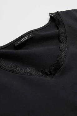 Camiseta lencera manga larga algodón negro
