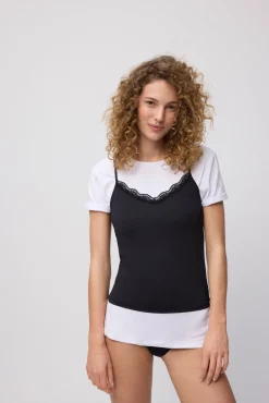 Camiseta lencera tirantes negro