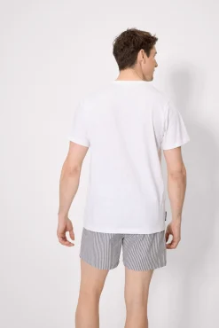 Camiseta manga corta básica cuello panadero blanco