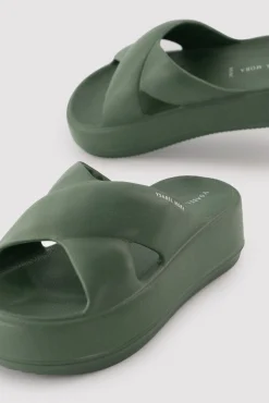 Chanclas de playa con plataforma antideslizantes ligeras verde botella
