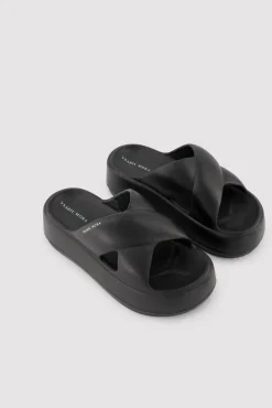 Chanclas de playa con plataforma antideslizantes ligeras negras