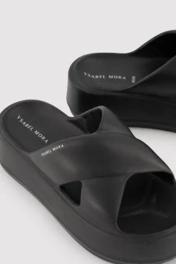 Chanclas de playa con plataforma antideslizantes ligeras negras