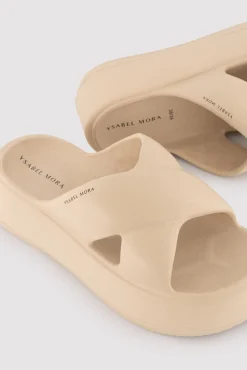 Chanclas de playa con plataforma antideslizantes ligeras beige