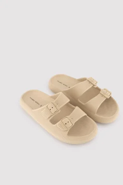 Chanclas hombre hebillas beige