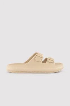 Chanclas hombre hebillas beige