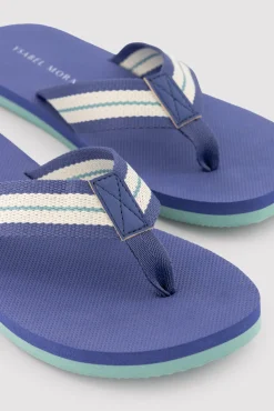 Chanclas hombre tira rayas contrastadas azul