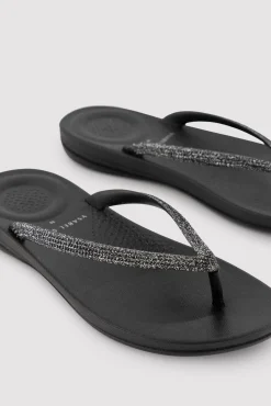 Chanclas tira brillante negras