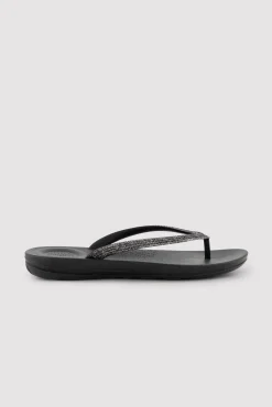 Chanclas tira brillante negras