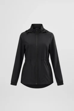 Chaqueta deportiva cortavientos con capucha y bolsillos negra