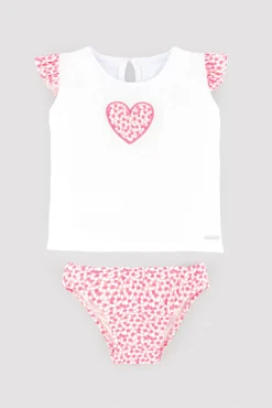 Conjunto bebé camiseta dibujo corazón y braguita estampada