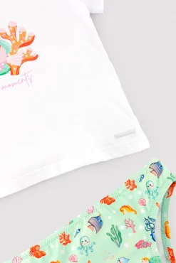 Conjunto bebé camiseta y braguita estampado fauna marina