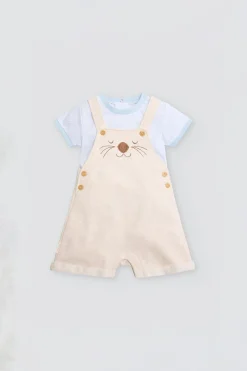 Conjunto bebé manga corta estampado oso