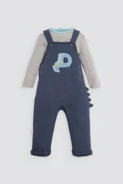 Conjunto bebé peto y camiseta detalle tejido bouclé manga larga