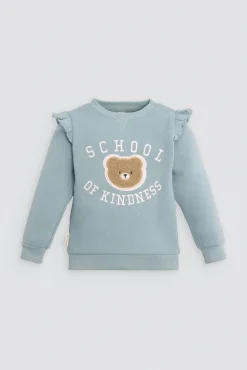 Conjunto bebé sudadera con volantes y pantalón detalle oso texturizado