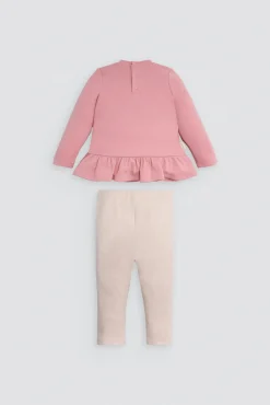 Conjunto bebé sudadera con volante y pantalón dibujo gatito