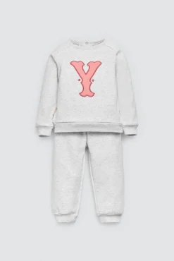 Conjunto bebé sudadera y jogger gris estampado