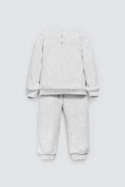 Conjunto bebé sudadera y jogger gris estampado