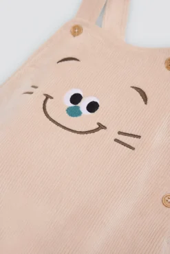 Conjunto bebé tipo pichi efecto pana cara gatito