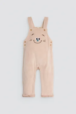Conjunto bebé tipo pichi efecto pana cara gatito