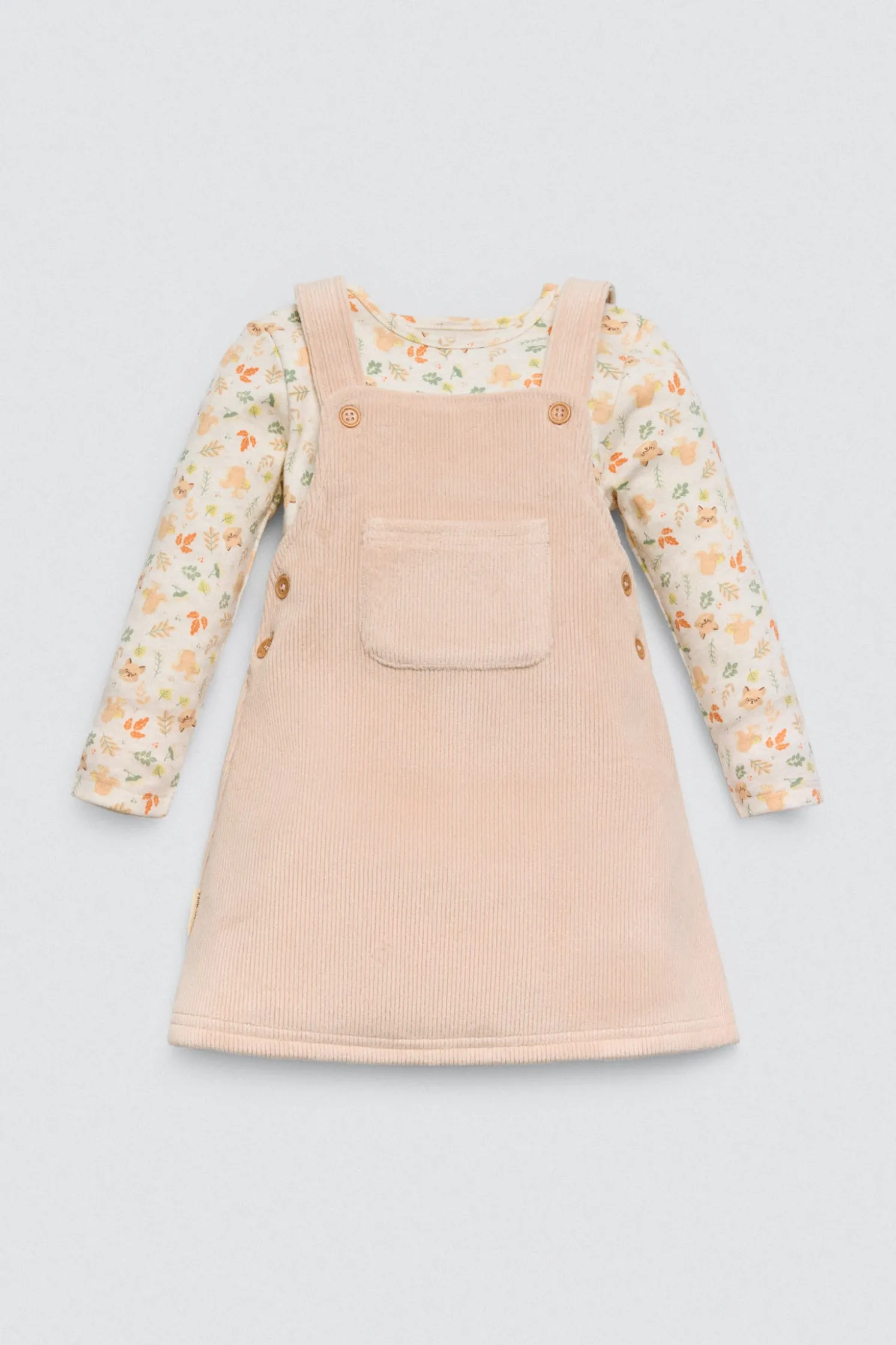 Conjunto bebé vestido peto y camiseta manga larga Autumn