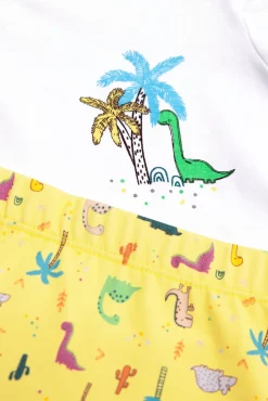 Conjunto camiseta y bañador bóxer bebé estampado dinosaurios