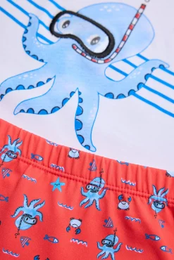 Conjunto camiseta y bañador bóxer bebé estampado pulpos
