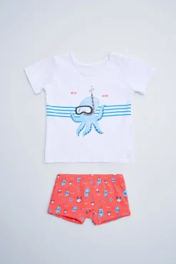 Conjunto camiseta y bañador bóxer bebé estampado pulpos