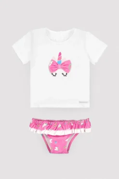 Conjunto camiseta y culetín bebé estampado unicornios rosa