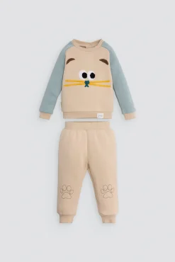 Conjunto chándal bebé estampado cara gato