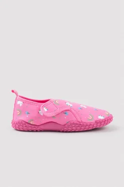 Escarpines infantiles estampado unicornios rosa