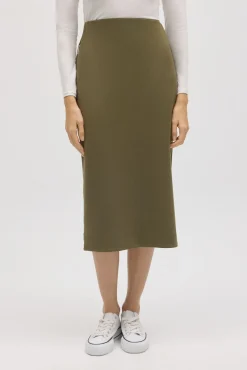 Falda midi fluida verde