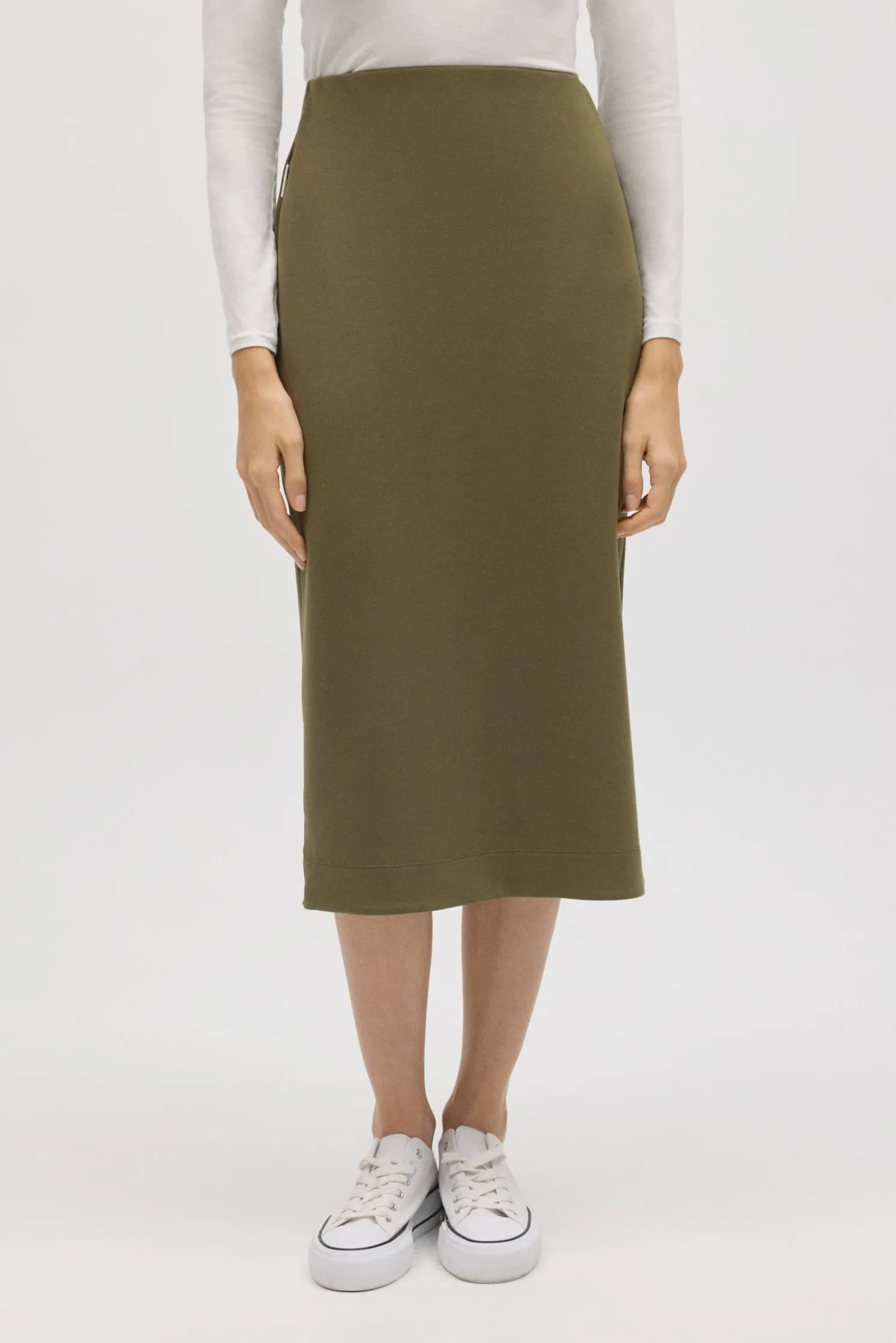 Falda midi fluida verde