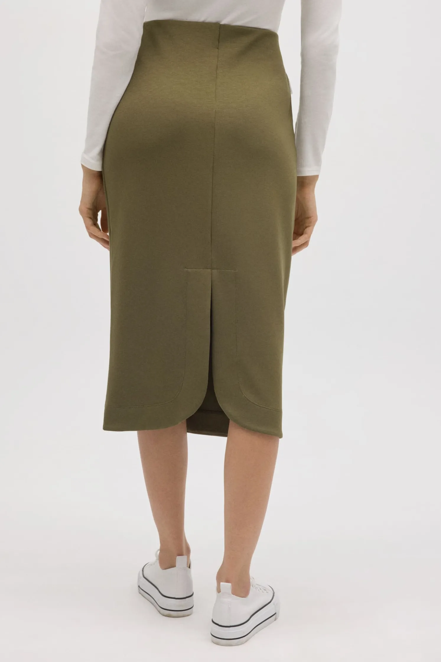 Falda midi fluida verde