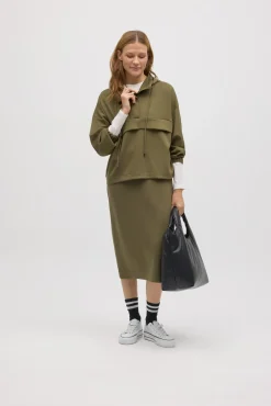 Falda midi fluida verde