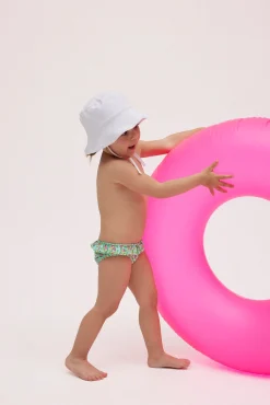 Gorro de playa bebé de algodón blanco ala ondulada