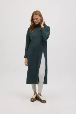 Jersey maxi con abertura cálido verde botella