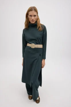 Jersey maxi con abertura cálido verde botella