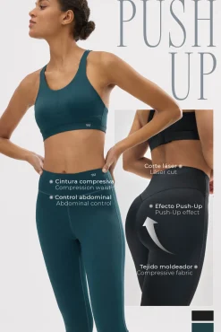 Leggings deportivos Compressive efecto push-up verde botella