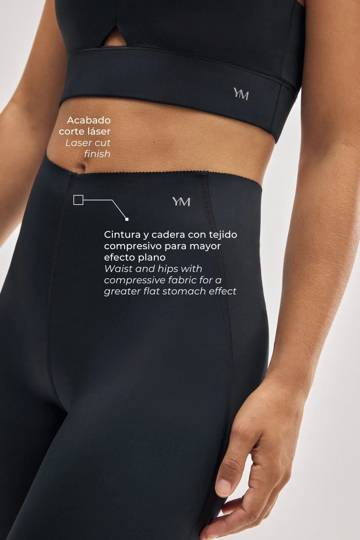 Leggings deportivos compressive largos vientre plano negro